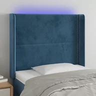 Inne meble do sypialni - Lumarko Zagłówek do łóżka z LED ciemnoniebieski 83x16x118/128cm tkanina - miniaturka - grafika 1