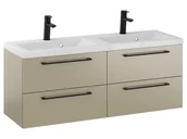 Szafki łazienkowe - Szafka Wisząca Z Umywalką RON 120 cm DUO - Cappuccino Mat - Uchwyty Czarne Matowe - miniaturka - grafika 1