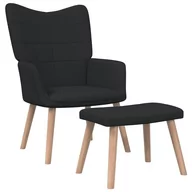 Fotele - vidaXL Fotel z podnóżkiem, 62 x 68,5 x 96 cm, czarny, obity tkaniną - miniaturka - grafika 1