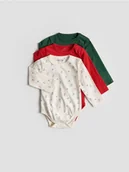 Body - Reserved - Bawełniane body 3 pack - czerwony - miniaturka - grafika 1