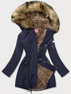 Kurtki damskie - DAMSKA PARKA Z FUTRZANĄ PODSZEWKĄ GRANATOWA (M-21506) - LHD - miniaturka - grafika 1