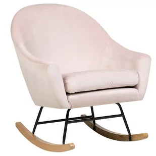 Beliani Fotel bujany welur różowy OXIE - Fotele - miniaturka - grafika 1