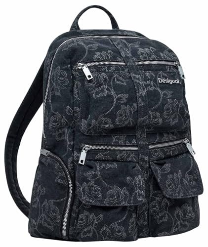 Desigual Back_Whiskey, Akcesoria dżinsowe Backpack Big Women, Medium, Czarny (Black), M