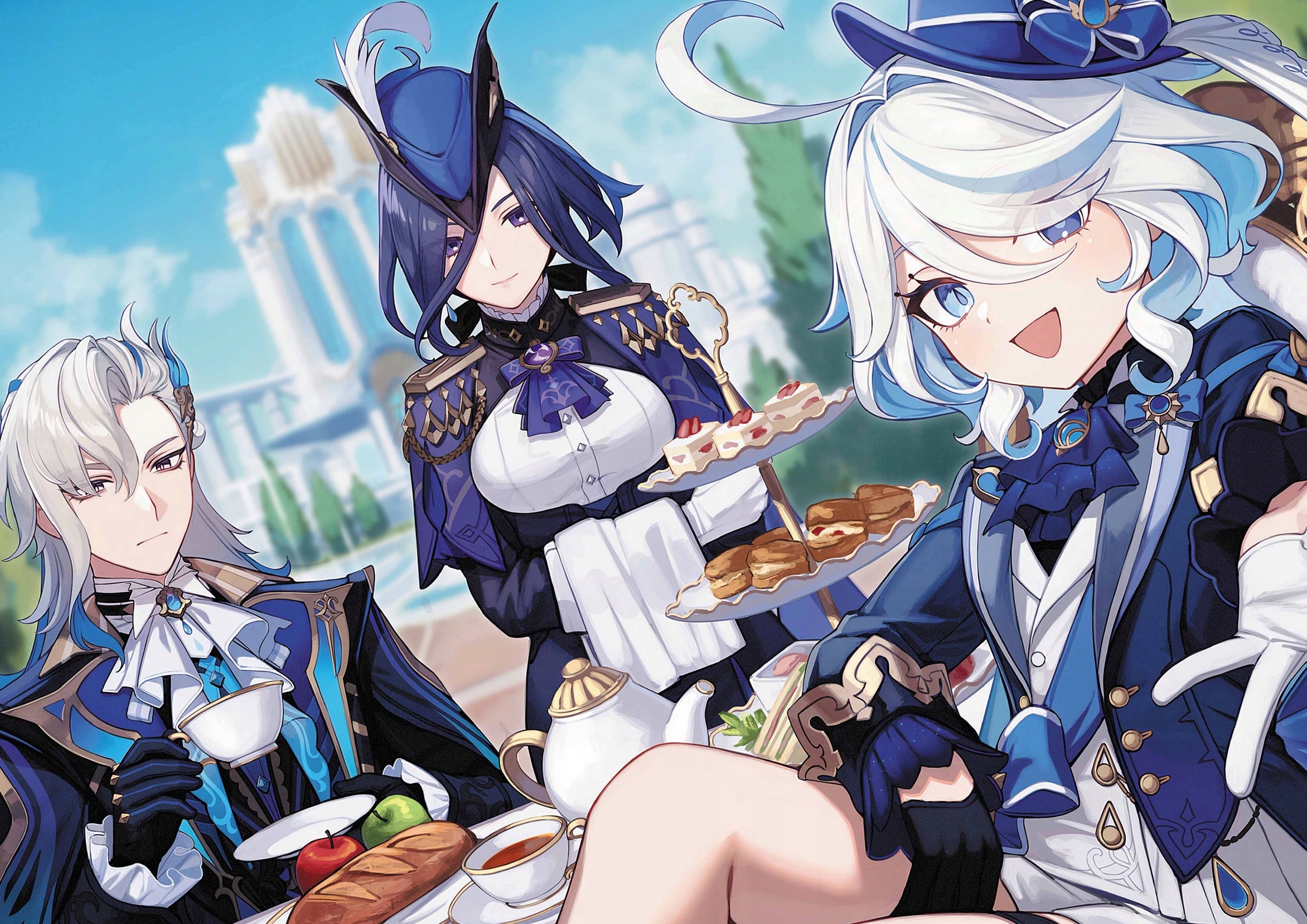 Plakat A1 Genshin Impact Anime Gra Neuvillette Clorinde Furina Focalors