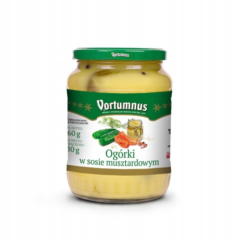 OGÓRKI W SOSIE MUSZTARDOWYM 660G VORTUMNUS