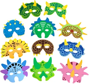 Maski Piankowe Dinozaury Dinozaur Urodziny 11 Szt - Dodatki do strojów karnawałowych - miniaturka - grafika 1