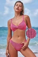 Stroje kąpielowe - CUPSHE Brokatowy, różowy top bikini i wycięte figi z niskim stanem - miniaturka - grafika 1