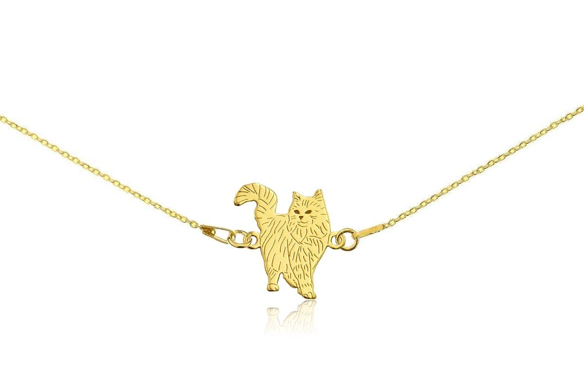 Bransoletka z kotem norweskim złotym na łańcuszku
