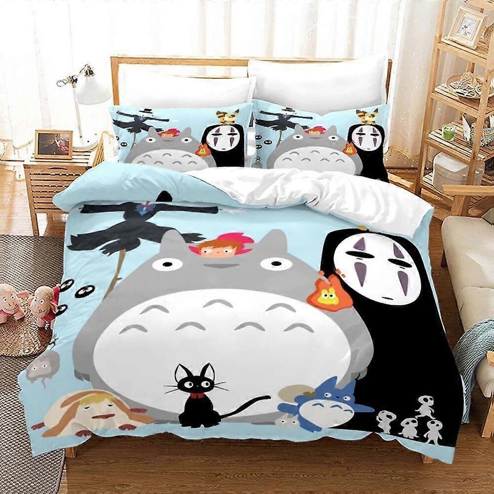 a327 Prześcieradła Cartoon Totoro Anime Kołdra Zestaw poszewek na kołdrę Pościel dziecięca Pokrowiec Doona3-częściowy zestaw pościeli (1 poszewka n...