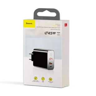 Baseus Speed PPS ładowarka sieciowa EU USB + USB Typ C PD3.0 QC3.0 45W czarny (CCFSEU907-01) - Ładowarki do telefonów - miniaturka - grafika 14