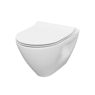Cersanit Mille Zestaw Toaleta WC 50x36 cm bez kołnierza + deska wolnoopadająca cienka biały EcoBox S701-454-ECO - Miski WC - miniaturka - grafika 1