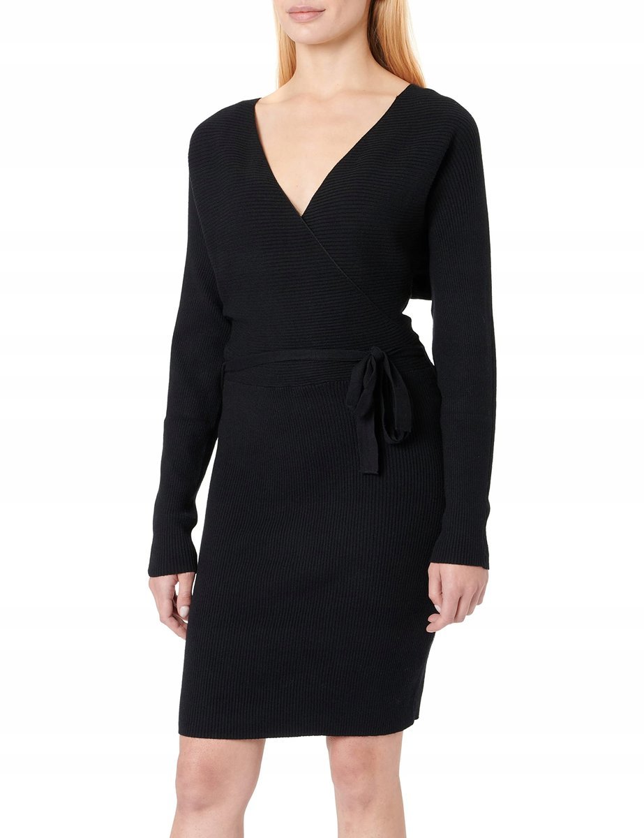 VERO MODA SUKIENKA DZIANINOWA CZARNA Z WIĄZANIEM XS JQA