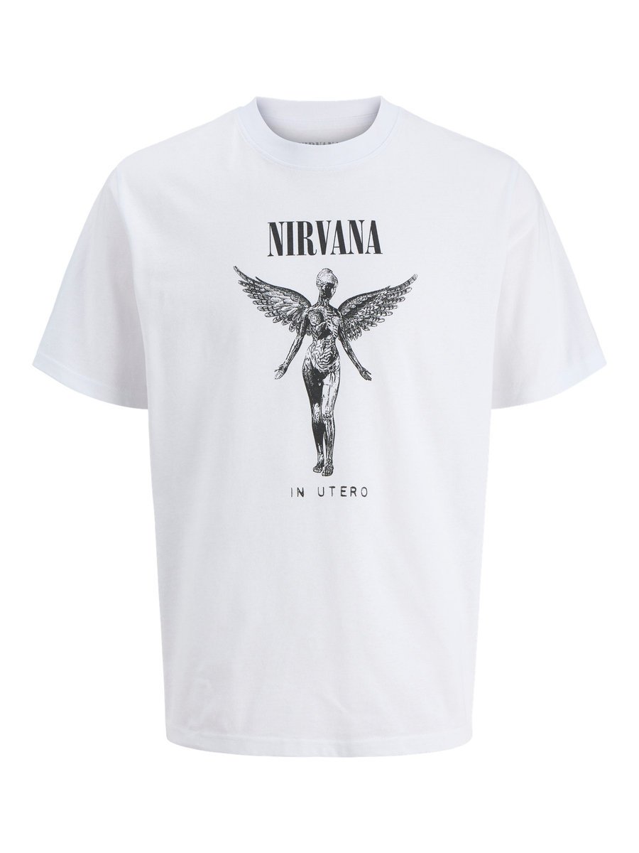 Jack&Jones koszulka t-shirt Nirvana JPRBLUNIRVANA SS TEE 12287521 BRIGHT WHITE-2XL
