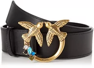 Paski - Pinko Love Berry H4 Belt Vit.Silk Je, Pasek Damski, Z99q_czarno-antyczne złoto, XS - miniaturka - grafika 1