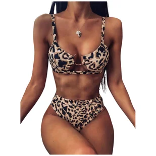 STRÓJ KĄPIELOWY BIKINI WYSOKI STAN LAMPART PANTERA KOSTIUM DWUCZĘŚCIOWY HIT L - Stroje kąpielowe - miniaturka - grafika 1