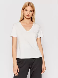Tommy Jeans T-Shirt V Neck DW0DW09195 Biały Slim Fit - Koszulki i topy damskie - miniaturka - grafika 1