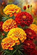 Zabawki kreatywne - Diamentowa mozaika - Kwiaty aksamitki żółto-czerwone - miniaturka - grafika 1