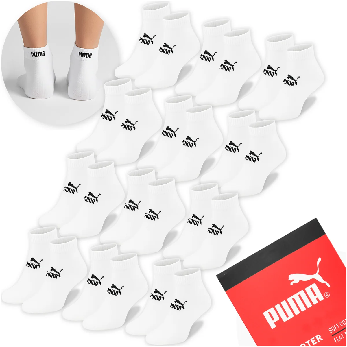Puma Skarpety Męskie 3/4 Czarne 94710804 Bawełna 12 par Rozmiar 35/38