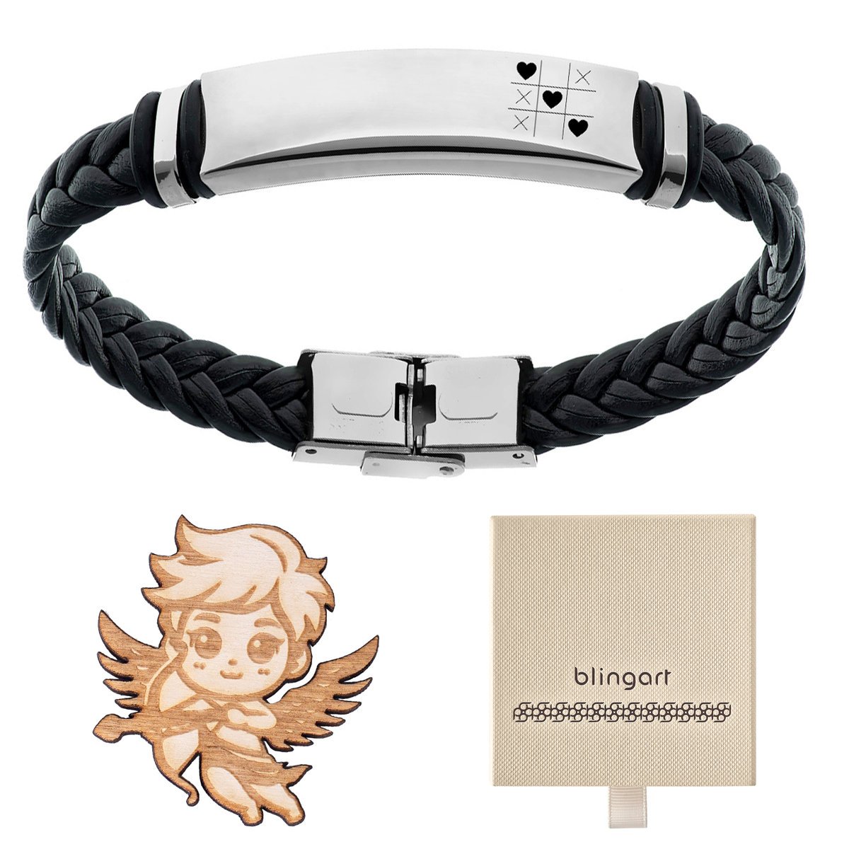 Bransoletka męska z grawerem SKÓRZANA zatrzaskowa