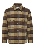 Kurtki męskie - SELETED HOMME Slharchive Overshirt Noos męska kurtka koszulowa, Ermine/Checks: brown/Blue, XXL - miniaturka - grafika 1