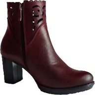 Botki damskie - BnW skórzane BOTKI z cholewką zakończoną ażurem czarne lub bordowe - miniaturka - grafika 1