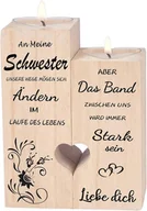 Świeczniki - Luckyyds Drewniany Świecznik ze Świecami Idealny Prezent dla Siostry - miniaturka - grafika 1