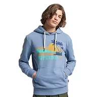 Bluzy męskie - Superdry Męska bluza z kapturem w stylu vintage outdoor, Venezia Blue Marl, M - miniaturka - grafika 1