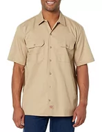 Koszule męskie - Dickies Męska koszula robocza z krótkim rękawem z dużymi i wysokimi guzikami, Piasek pustynny, 4XL Duże Rozmiary - miniaturka - grafika 1