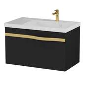 Szafki łazienkowe - Szafka łazienkowa pod umywalkę Krofam Vog 60 cm czarny mat 159-0054 - miniaturka - grafika 1