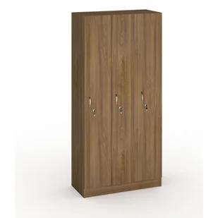 B2B Partner Drewniana szafa ubraniowa trzydrzwiowa, 1900 x 900 x 420 mm, orzech 284498 - Szafy biurowe - miniaturka - grafika 1