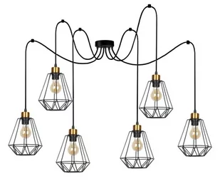Candellux Primo P lampa wisząca 6-punktowa czarna/złota 36-00316 - Lampy sufitowe - miniaturka - grafika 1