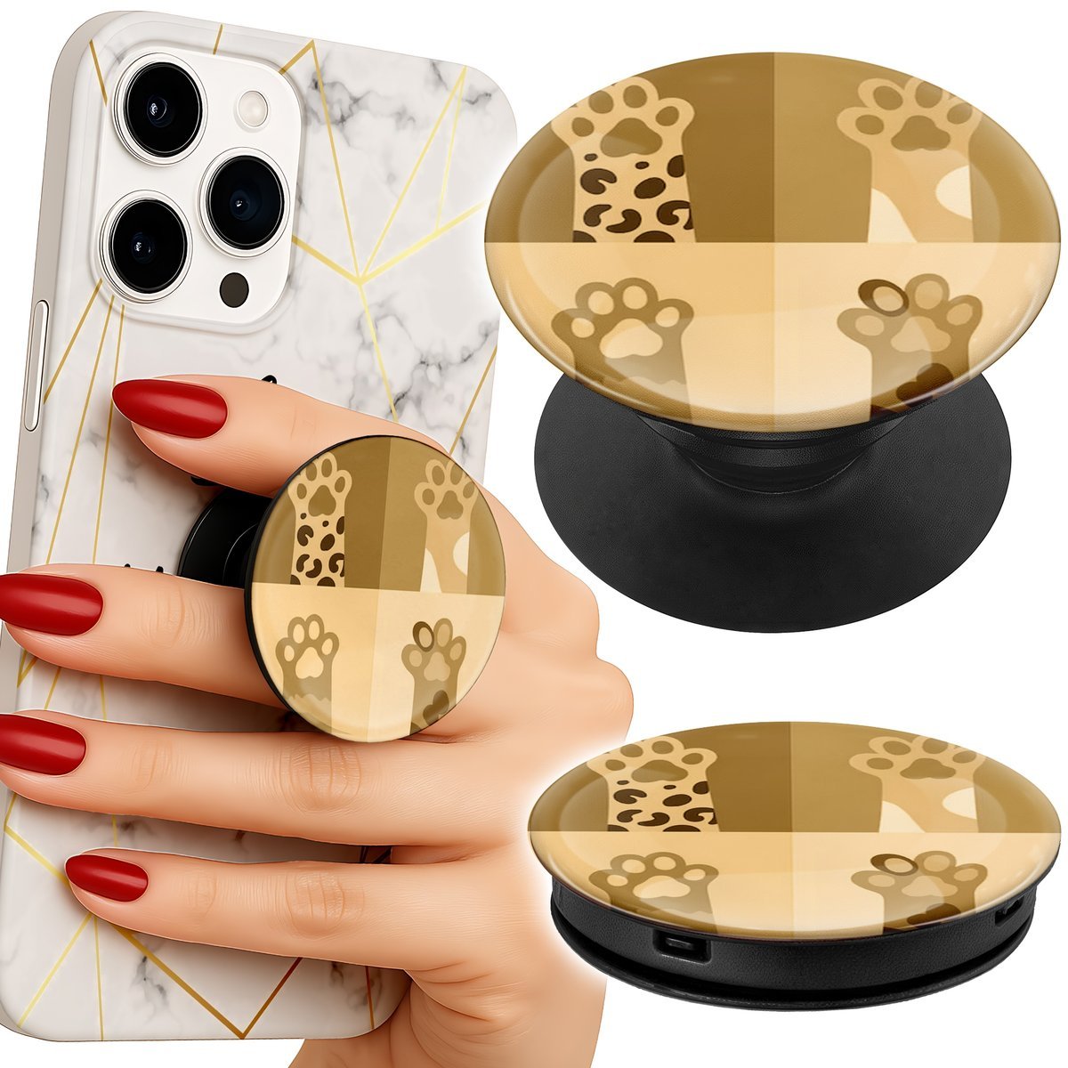 Uchwyt do telefonu Popsocket na palce/stojak LOVE CAT WZORY Z KOTAMI ŁAPKI