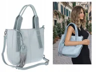 Torebki damskie - Torebka Damska Listonoszka Worek Shopper Torba na Ramię MC669 niebieska - miniaturka - grafika 1