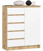 Komody - Skandynawska Komoda Biały Z Szufladami Dąb Artisan + M8-R35 - miniaturka - grafika 1