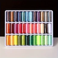 Pasmanteria - TEMU Zestaw 36 sztuk wielokolorowych nici do ręcznego szycia na rolce o długości 400 jardów, idealne do szycia ubrań, przenośne nici do ręcznego - miniaturka - grafika 1