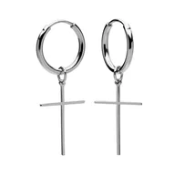 Kolczyki - Srebrne kolczyki koła 1,7 cm z krzyżykiem, srebro 925 : Srebro - kolor pokrycia - Pokrycie platyną - miniaturka - grafika 1