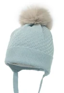 Czapki dla dzieci - Czapka bambusowa niemowlęca na zimę LOLO z pomponem miętowy - miniaturka - grafika 1