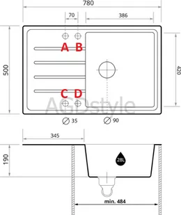 Zlew BRANDE LINK 780-50 WHITE (biały) - Zlewozmywaki - miniaturka - grafika 2