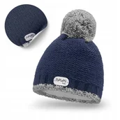Czapki dla dzieci - Czapka Zimowa Dziecięce PaMaMi dla Dziewczynki Chłopca z Pomponem Granatowa - miniaturka - grafika 1