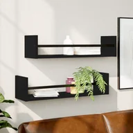 Półki do salonu - vidaXL Półki ścienne z drążkami, 2 szt., czarne, 60x16x14 cm - miniaturka - grafika 1