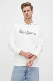 Pepe Jeans bluza bawełniana Ryan męska kolor biały z kapturem z aplikacją - Bluzy męskie - miniaturka - grafika 1