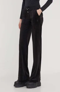 Juicy Couture spodnie dresowe welurowe kolor czarny gładkie - Spodnie damskie - miniaturka - grafika 1