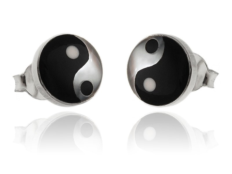 Kolczyki srebrne yin yang sztyft k2998 - 1g