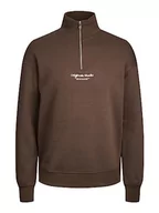 Swetry męskie - Bestseller A/S Jorvesterbro Sweat Quarter Zip Hn Sn sweter męski, czekoladowobrązowy, XXL - miniaturka - grafika 1