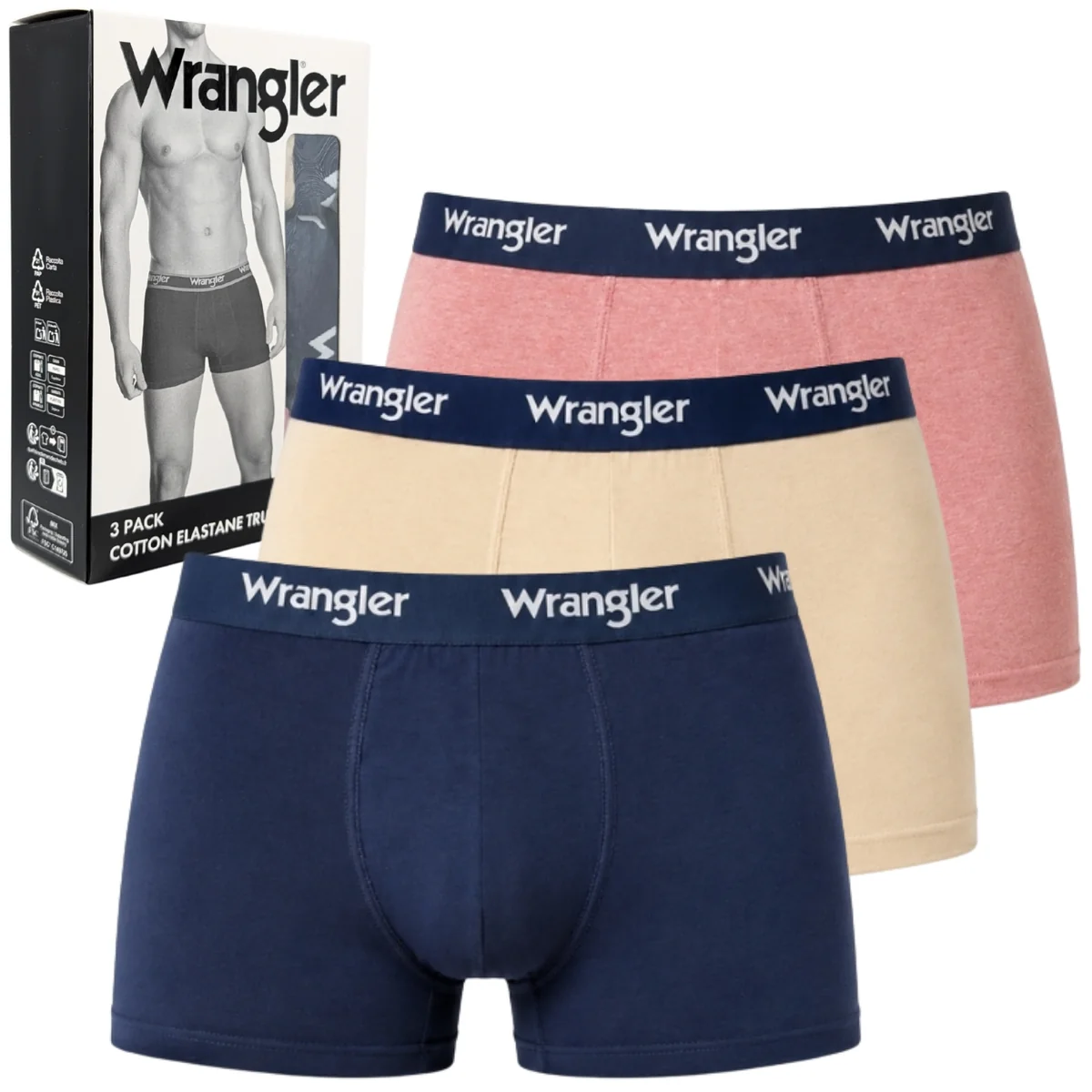 Wrangler Boone elastyczne bokserki męskie bawełniane majtki 3 sztuki L
