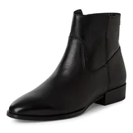 Botki damskie - Tamaris Damskie sztyblety Boot Flat 1-25021-45, Black Leather, 37 EU, czarna skóra, 37 EU - miniaturka - grafika 1