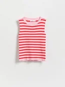 Swetry dla dziewczynek - Reserved - Prążkowany top w paski - różowy - miniaturka - grafika 1