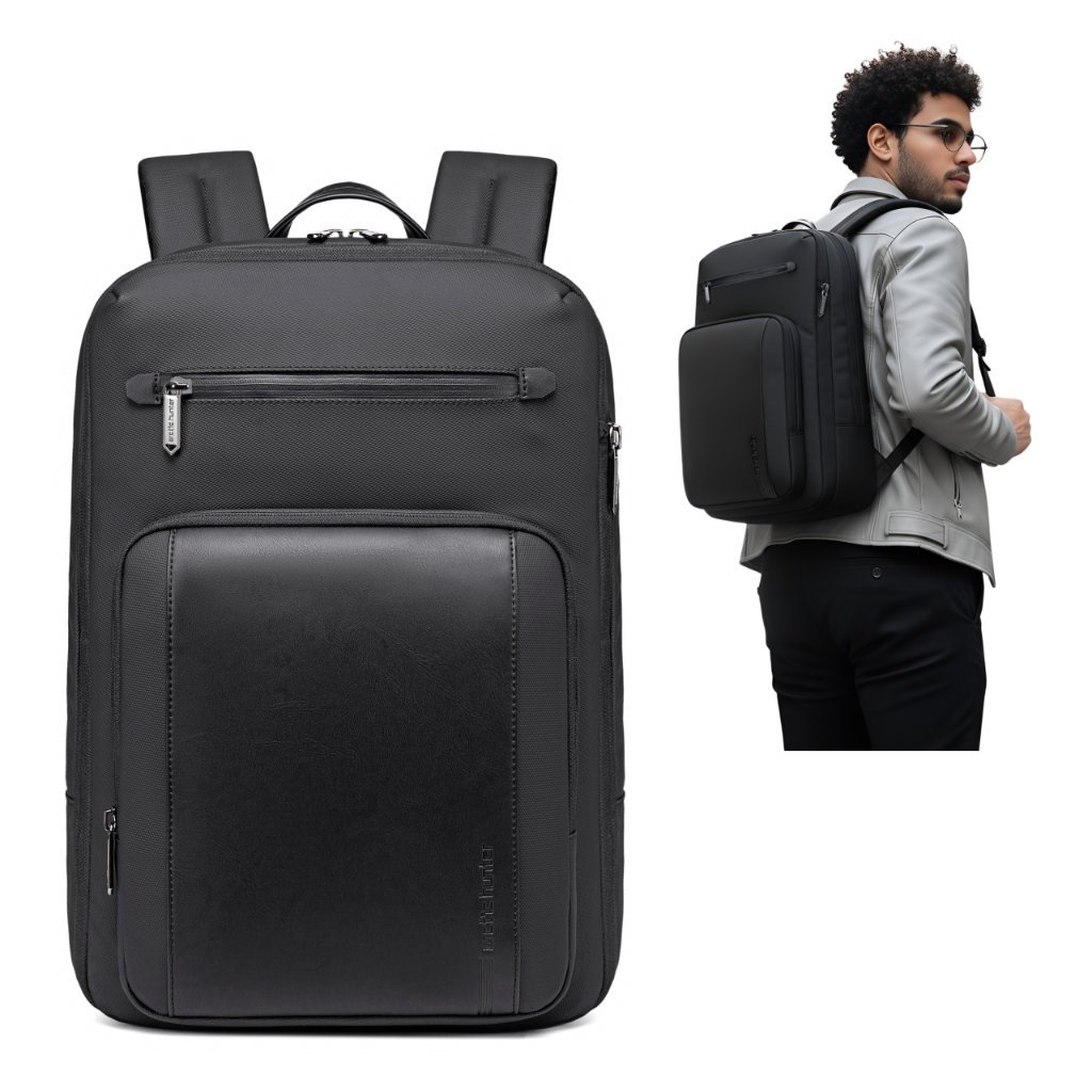 Plecak męski elegancki czarny rozszerzane komory 40X30X20 do samolotu