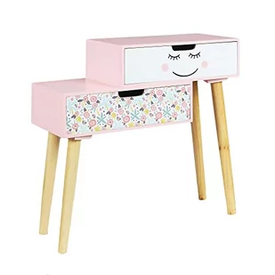 Home Deco Kids Liberty HD6917 stolik nocny do pokoju dziecięcego, dekoracja, meble, drewno sosnowe, kolor różowy, biały, czarny, zielony, 55 x 22 x 50,08 - Szafy i szafki dla dzieci - miniaturka - grafika 1