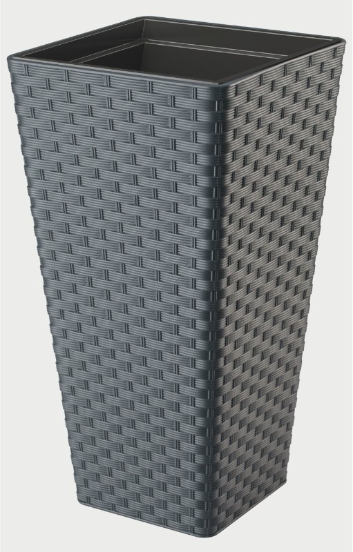 Formplastic Donica Rattana slim kwadrat 30 - antracyt